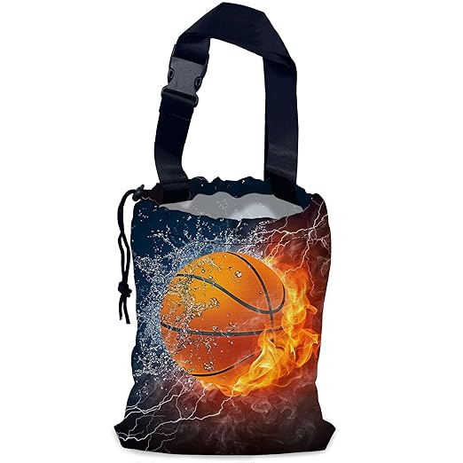 Basketball Car Trash Bag,Fire Ball Hanging Drawstring Car Garbage Bag,Waterproof Canvas Car Back Seat Organizer with Adjustable Buckle,for Vehicles,SUVs,Camping,Road Trips