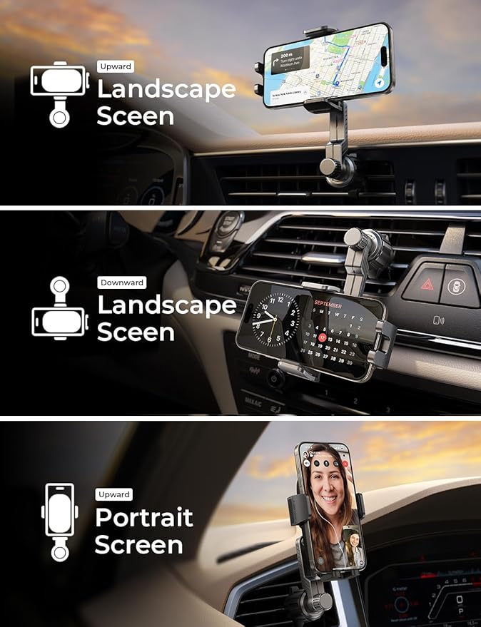 LISEN Phone Mount for Car Vent [Never Blocking] Rotatable Car Phone Holder Air Vent Clip 2024 Hands Free Cell Phone Car Mount for iPhone 16 Pro Max Plus 15 14 13 Samsung Android, Pink