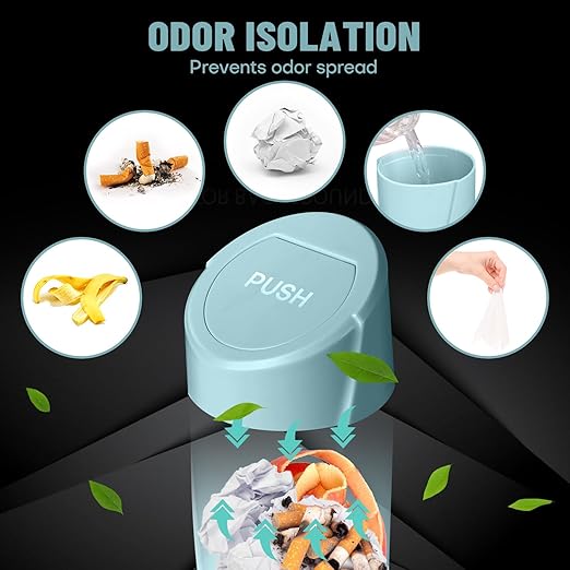 Car Trash Can Bin with Lid - Car Garbage Can Cup Holder - Dark Green Mini Leakproof Vehicle Trash Garbage Can Bin with 20pcs Trash Bags-Car Organizers and Storage for Front Back Seat Accessories