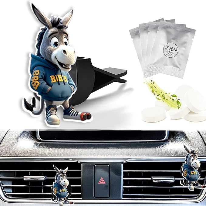 Cute Car Air Freshener Clips Donkey Car Vent Clip Donkey Cars Scents Cologne Air Conditioner Clip Auto Vent Interior Decoration Cars Accessories Donkeys Loves Gifts for Men Women