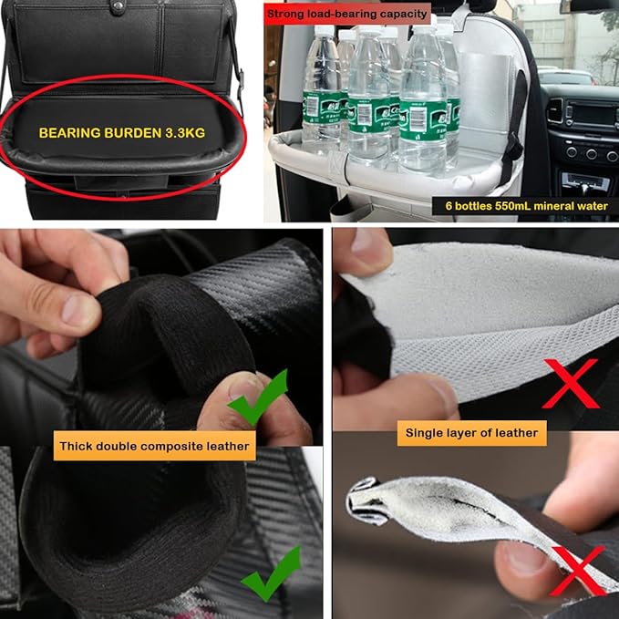 Popular Items Car Seat Back Pocket, Rear Seat Storage, Stain Proof, Car Storage Pocket, Seat Back Pocket, Premium Waterproof PU Car Seat Back Organizer（Black）