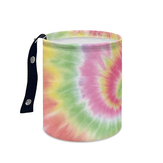Small Trash Can for Car Tie Dye Print Automotive Accessories for Interior Organizer Truck SUV RV Vehicle Home Office Small Portable Hanging Garbage Bags