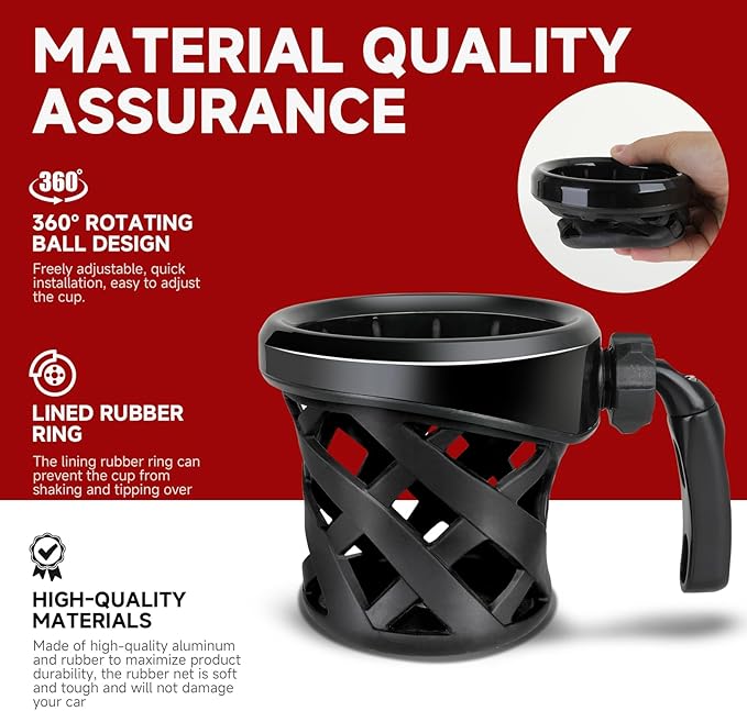 DREAMIZER Motorcycle Handlebar Drink Cup Holder Mount Water Bottle Holder with Mesh Basket Compatible with Harley Touring Road Glide Street Electra Glide Softail XL883 1200 1996-up, Black