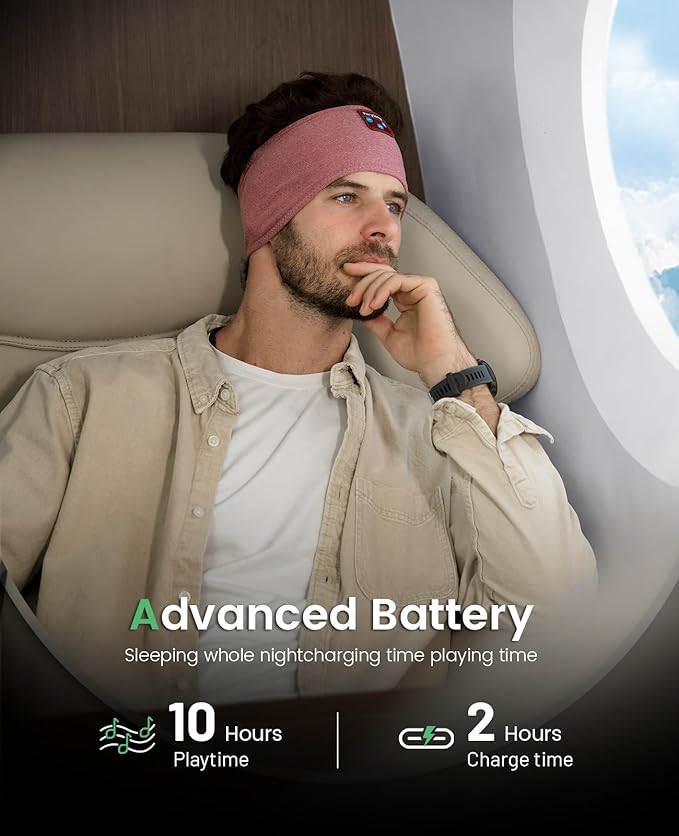 Perytong Sleep Headphones Wireless, Bluetooth Sports Headband Headphones with Ultra-Thin HD Stereo Speakers Perfect for Sleeping,Workout,Jogging,Yoga,Insomnia, Air Travel, Meditation (Brick-Red)