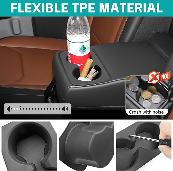 Rear Row Seat Cup Holder Organizer Compatible with 2022 2023 2024 2025 Ford Maverick Accessories, Noise-Free Water & Dust Proof Silicone Insert Drink Holder for 2022-2025 Maverick Accessories