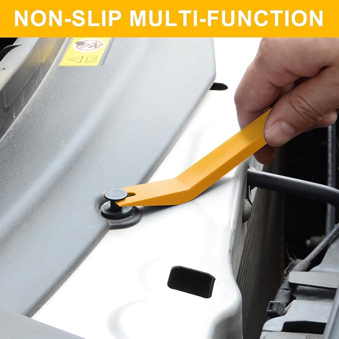 11 PCS AutoTrim Removal Tool Kit, Metal Pry Tool Auto Fastener Remover Pry Bar Set Trim Remover Kits for Vehicle Door Panel, Audio Radio Panel, Dashboard Repair Kit Yellow