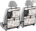2 Pack Backseat Car Organizer with Storage Pockets Seat Back Organizers for Kids Kick Mats Backseat Protector Automotive Cow Print Brown