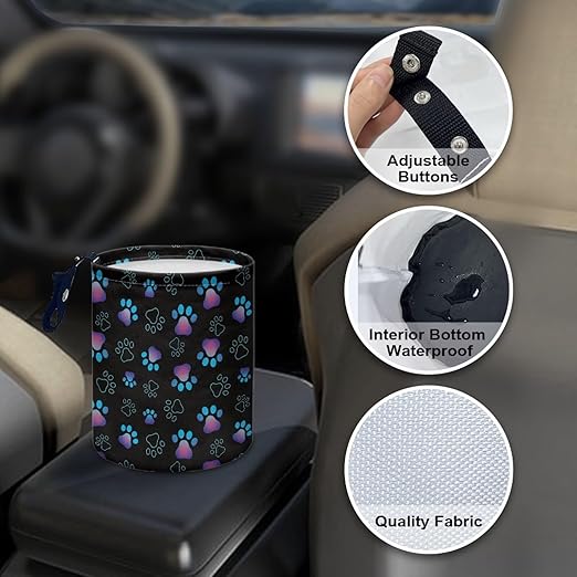 Dog Paw Car Trash Can, Car Trash Bag, Hanging Car Organizer and Storage Bag, Trash Bin Collapsible Universal Fit for Car Accessories, Vehicle, Travelling, Camping Trash Container