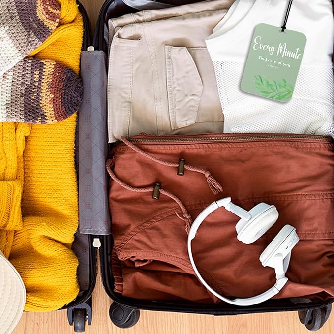 4Pcs Green Christian Car Air Freshener Hanging Bible Verse Car Accessories Gifts for Women Men Cute Religious Air Freshener for Interior Car Mirror Home Wardrobe Decor