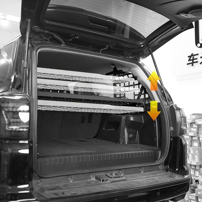 L2R Molle Panel for Toyota 4Runner 2010-2024 Trunk Shelf Cargo Upper Roof Panel Modular Storage Panel Debris Racks Storage Carrier Trunk Organizer Kit Aluminum Alloy 1 Set