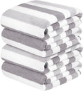 JML Bath Towels, Pack of 4, 30"x60", Large Microfiber Towel Set, Ultra Soft, Super Absorbent, Fast Drying, Perfect for Suana, Shower, Pool, Sport, Travel, Fitness, SPA,Yoga, Cabana Stripe Grey