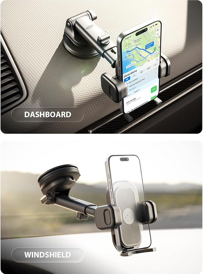 Bracketron TripGrip PRO Car Phone Holder Mount– Universal Phone Holders for Your Car with Telescopic Arm (3.5″–6.5″) for Windshield & Dashboard – Compatible with Most Smartphones