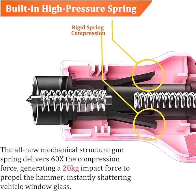 2-in-1 Window Glass Breaker Seatbelt Cutter, 2-Pack Emergency Keychain Car Escape Survival Tool, Safehammer for Land/Underwater, Pink