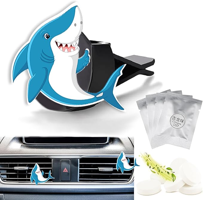 Cute Car Air Freshener Clips Shark Car Vent Clip Shark Cars Scents Cologne Air Conditioner Clip Auto Vent Interior Decoration Cars Accessories Sharks Loves Gifts for Women Men