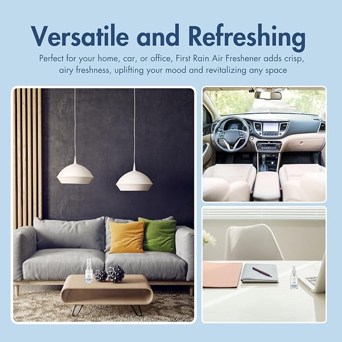 G's Breeze First Rain Air Freshener - Fresh Greens, Soft Florals, Crisp Air Essence - Refreshing Earthy Scent - Long-Lasting Aroma - Ideal for Home, Car, Office - Compact & Convenient, Odor Eliminator