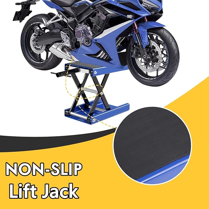 1100 LB Wide Deck Motorcycle/ATV Center Scissor Lift Jack Hoist Stand Bikes, Deep Blue