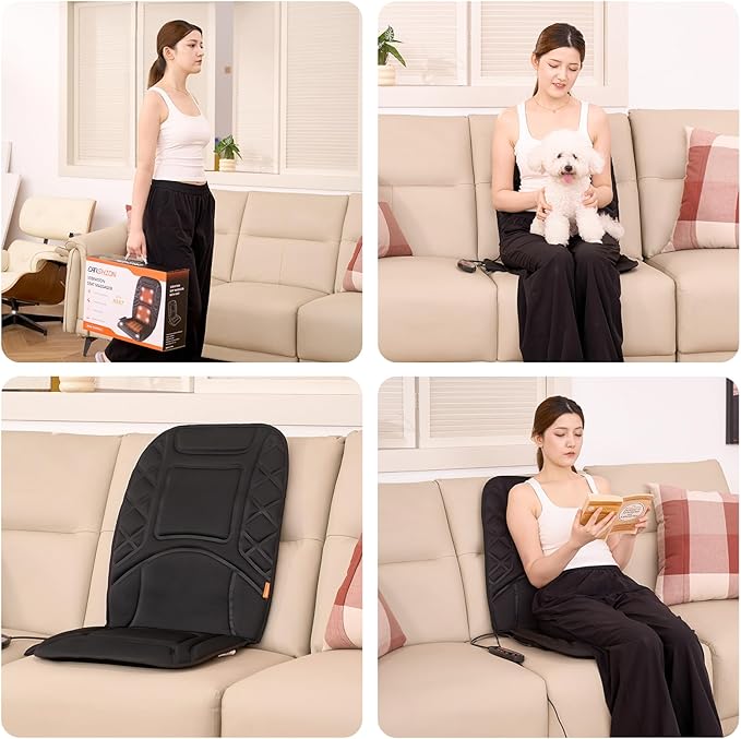 10 Vibrating Massage Nodes Back Massager Chair Pad for Pain Relief Home Office Use
