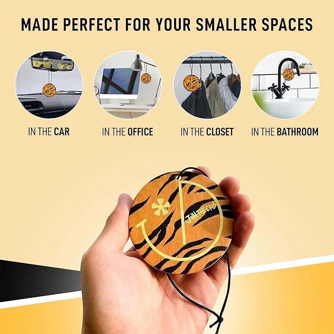 Join The Club 6-Pack Tiger Stripes Air Freshener with Natural Essential Oils for Aromatherapy - The Gentlemen's Choice - Luxurious Scent - Ideal for Car Accessories & Small Spaces