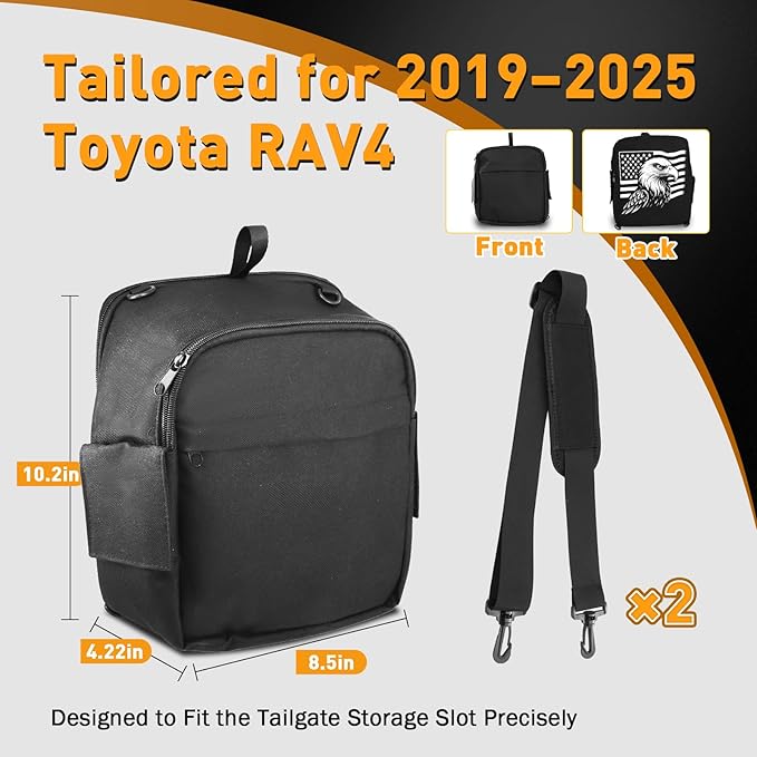 2025 RAV4 Trunk Organizer Storage Bag, Tailgate Cubby Cargo Pocket bag for Toyota RAV4 2025 2024 2023 2022 2021 2020 2019, Multi-Functional Oxford Bag Holds Car Accessories, Black, 1PC