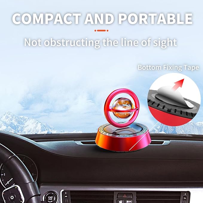 Kwak's Car Air Freshener Little Deer Solar Air Freshener Diffuser for Car Interior Dashboard Autorotation Decoration Accessories with Peace Always (Red-1)