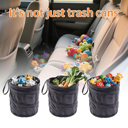 + Car Trash Can, 2 Packs Mini Collapsible Pop-up Car Garbage Can, + Foldable Trash Can, Multipurpose Portable Trash Bag for Truck/Minivan, RV, Camping & Small Spaces(2PCS)