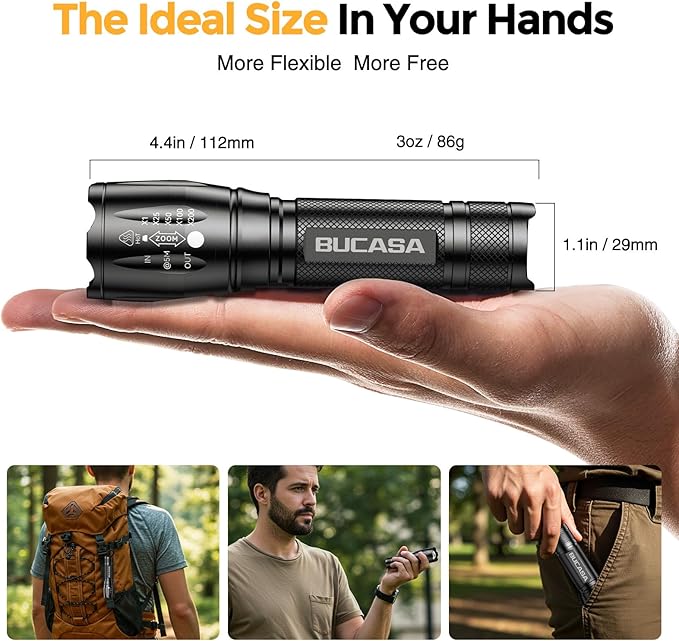 3 Pack Rechargeable Flashlights High Lumens, Brighter Small Flashlight Powerful Tactical Flashlights Rechargeable, Waterproof LED Flashlight with 3 Modes Zoomable for Camping Emergency