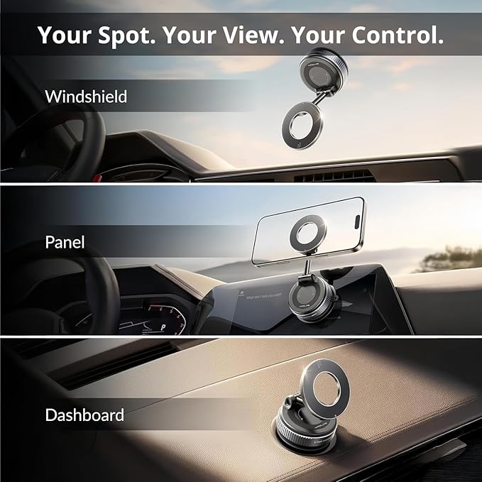 UPTOWN 2026 Nano Gel Ultra Magnetic Phone Holder for car - 360° Adjustable magsafe car Mount with Vacuum Suction, Strong Grip Phone Holders for Your Car, Compatible with iPhone 17 pro max 16 15 14