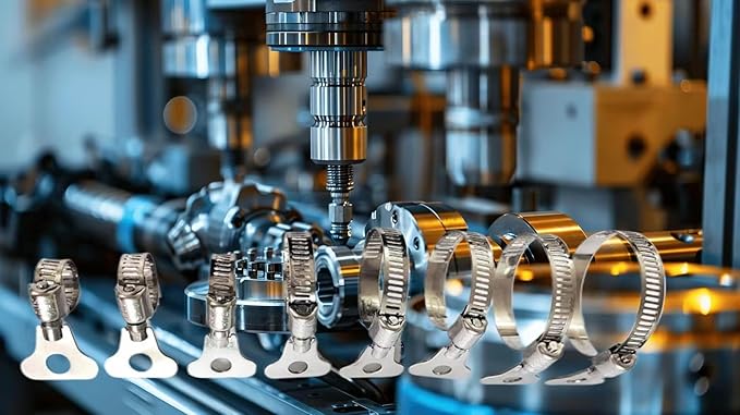 10-Piece Set of 304 Stainless Steel Hose Clamps, Adjustable Spiral Hose Clamps, Key type hose clamps for Plumbing, Automotive, Mechanical and More Applications.(Size:16-25mm【5/8"-1"】)