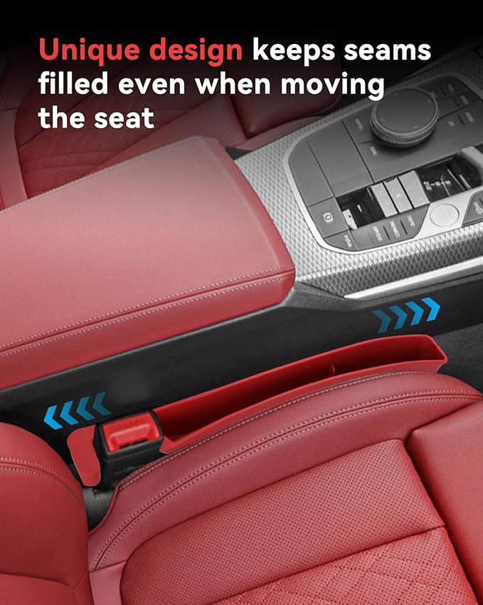 Car Seat Gap Filler, Seat Gap Organizer with Phone Holder, Car Seat Accessories, Car Organizer Fit SUV Truck-2PCS Red