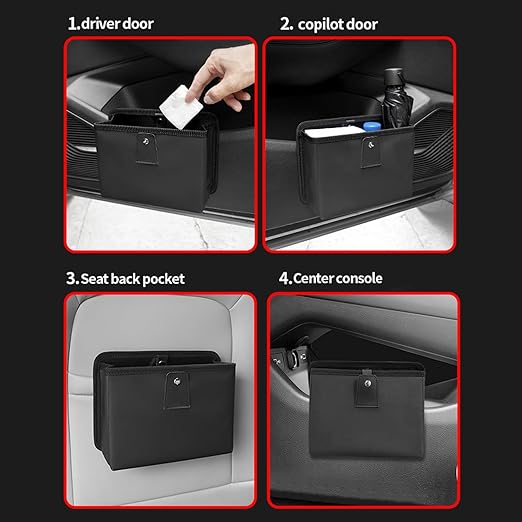 Foldable Car Door Trash Can Organizer, Mini Leather Trash Bin Multi-Function Small Organizer Box for Car Side Door & Seat Back Storage (No Garbage Bag)
