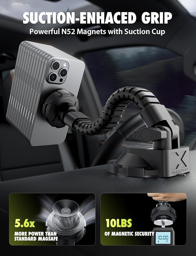 Bracketron MagAlign X Pro - Magsafe Car Phone Mount for Truck with Flexible Arm for Dashboard & Windshield - Magnetic Phone Holders for Your Car for iPhone 17 Pro Max 16 15 14 13 12 Plus