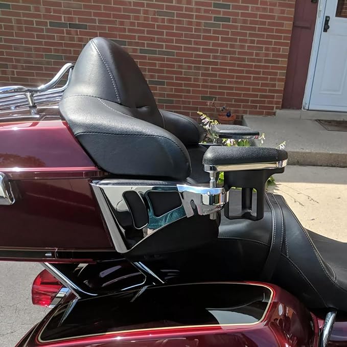 Motorcycle Passenger Armrests Adjustable with Cup Holder for Harley Touring Electra Glides Road Glide Ultra Tri Glide 2014-2024 Motorbike Accessories Parts Black