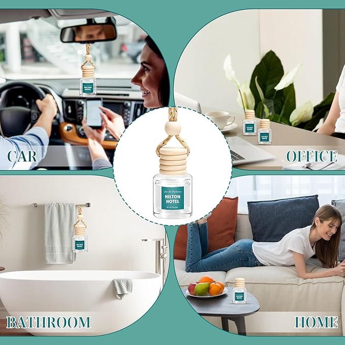 AROIC Premium Scent Car Air Freshener, 6 Pack Hotel Scent Collection Diffuser Set, Long Lasting Luxury Fragrance Essential Oil Aromatherapy, Hanging Air Freshener for Car Interior Accessories Unisex