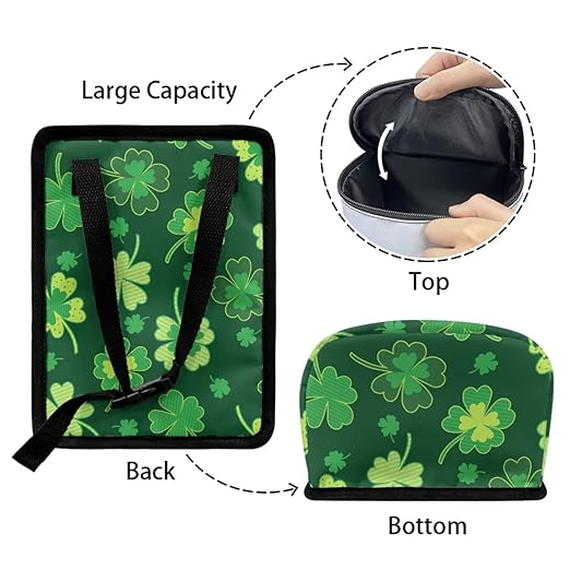 1.2 Gallons Truck Trash Can, Lucky Clovers Small Trash Can for Car, Adjustable Hanging for Tail of Console/Back of Seat, Odor-Free with Zipper Leak-Proof Lid Design, Mini Size for Convenience