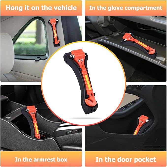 2-Pack Car Safety Hammer Seatbelt Cutter, Auto Emergency Escape Hammer with Window Glass Breaker and Seat Belt Cutter, Escape Tool for Car Accidents