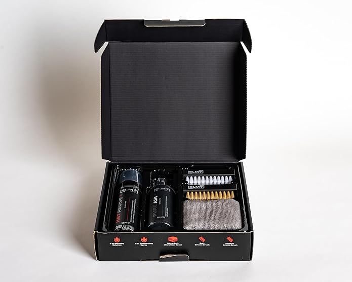 Blackline ELMT Hat Cleaning Kit — Quick-drying, US-Made, Cleans 50+ Hats — Hat Cleaner for Baseball Caps of all Materials Cotton, Wool, Leather, Felt and more (8oz Solution, Deodorizer, Towel & Brush)