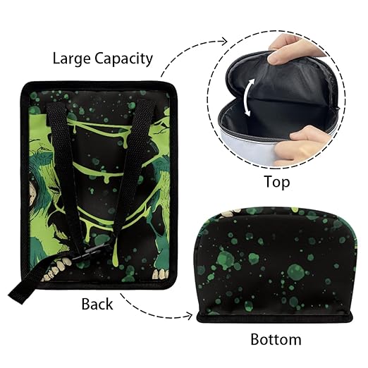 1.2 Gallons Car Trash Bag Hanging, Spider Webs Skeletons Car Garbage Bags, Adjustable Hanging for Tail of Console of Seats, Odor-Free with Zipper Leak-Proof Lid Design