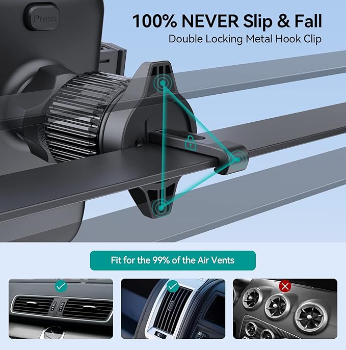 Car Phone Holder Mount, [Military-Grade Suction & Super Sturdy Base] 3 in 1 Universal Phone Mount for Car Dashboard Windshield Air Vent Dash Pad Car Mount for iPhone Android Smartphone
