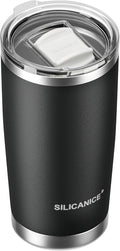20oz Vacuum Insulated Tumbler - Double Wall Stainless Steel Coffee Mug with Detachable Slider Lid, BPA Free, Car Cup Holder Compatible - Gym/Office/Travel/Home - Black