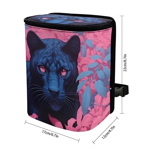 1.2 Gallons Car Trash Bag, Anime Girl Vehicle Trash Bag, Adjustable Hanging for Tail of Console/Back of Seats, Odor-Free with Zipper Leak-Proof Lid Design, Washable, Trips/Camping Essential