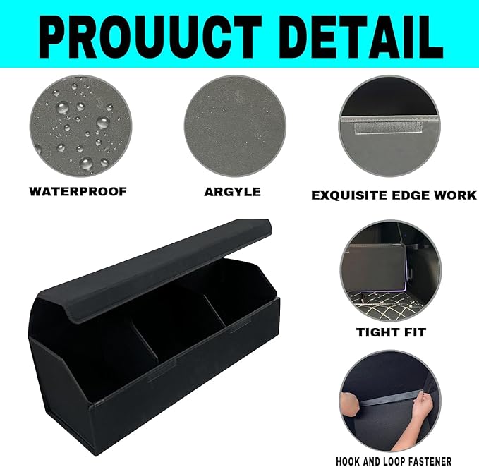 Car Trunk Organizer for Honda CRV - Luxury Deerskin Suede | Collapsible & Anti-Slip Storage Bin with Multiple Compartments | Perfect for Road Trips, Camping, Family Travel