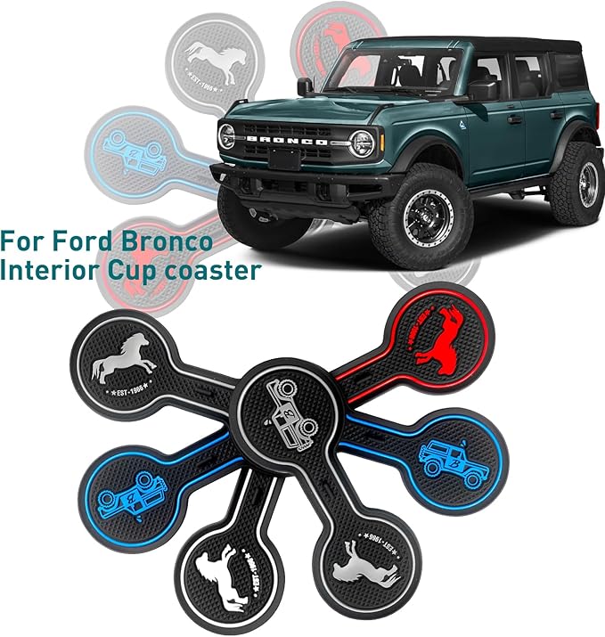 Car Cup Holder Coaster Compatible with Ford Bronco Offroad 2021-2025, Silicone Car Decorative Water Coaser, Bronco Car Accessories (White)