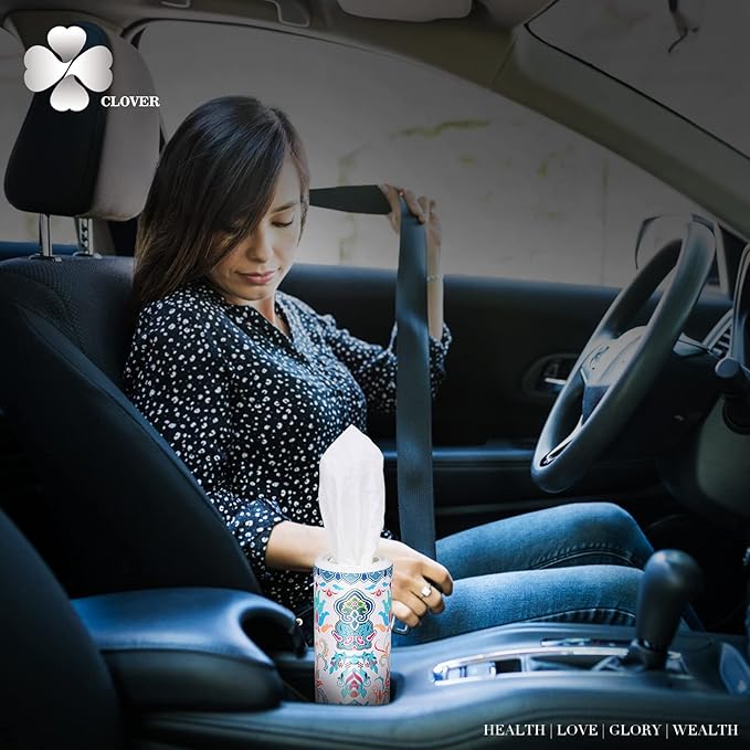 Car Tissue Holder with Facial tissues Bulk, Tissue for Car Cup Holder, Round Tissue Boxes for car tissues Cylinder,Travel tissues Packs Bulk (Lition, 3-Ply, 4 Pack, 200 Sheets)