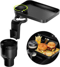 Car Cup Holder Tray -Expander- 3 in 1 Detachable Food Table Tray with Solid Base - Road Trip Essentials Accessories Gadgets - Fits Yeti, Hydro Flask 32/40 oz