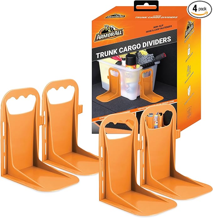 Armor All Trunk Cargo Blocks, 4 Pack of Cargo Dividers, Hook & Loop Trunk Organizer Blocks to Hold Cargo in Place for Cars, Trucks, SUVs, Vans, Cargo Containment System, Trunk Dividers (4 Pieces)