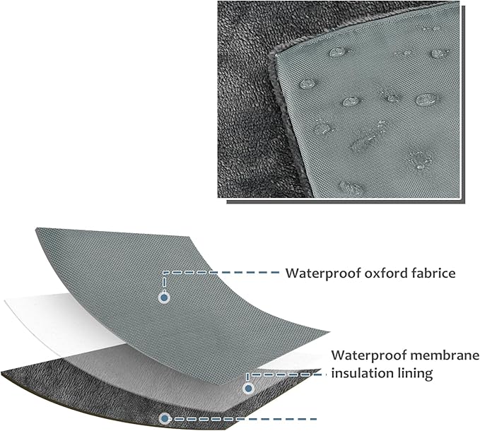 Catalonia Classic Waterproof Dog Mat, Portable Reversible Pet Travel Mat, Pet Cushion Pad with Handle for Small Medium Dogs Cats, Indoor or Outdoor, 50x27.5 inch, Gray