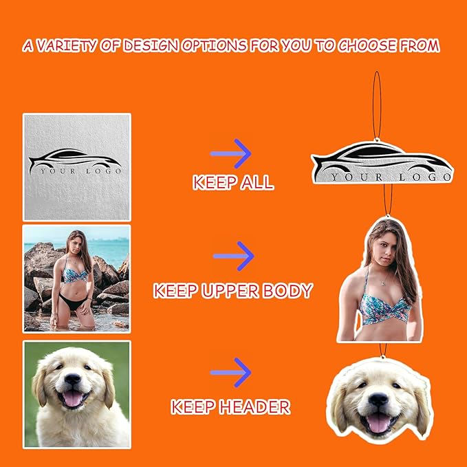 10/50/100Pcs Custom Logo Bulk Car Air Fresheners, Wholesale Custom Double-Sided Car Air Fresheners with Photo Text Logo, Suitable for Truck and Car Drivers, as Well as Business Logos (10 Crop)