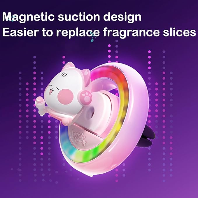 Car Air Fresheners, Cute Car Voice-Activated Rhythm Light Automotive Air Outlet Fan Diffuser, Automotive Interiors Vent Decoration (Blue)