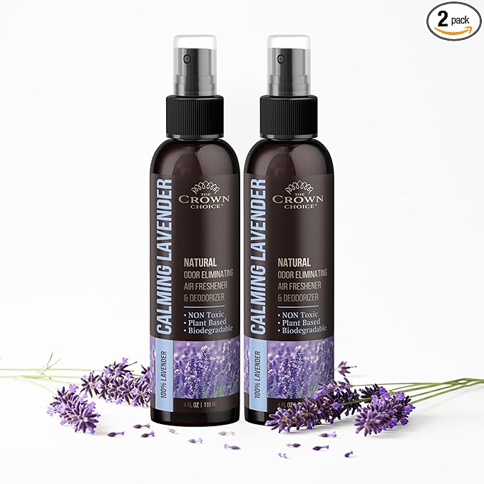 Non-Toxic Odor Eliminator,Natural Lavender Air Freshener Spray for Home,Linen Spray for Bedding, Closet & Couch Deodorizer,Long Lasting Bathroom & Toilet Freshener,Safe for Kids & Pets,2PK,4 Oz each