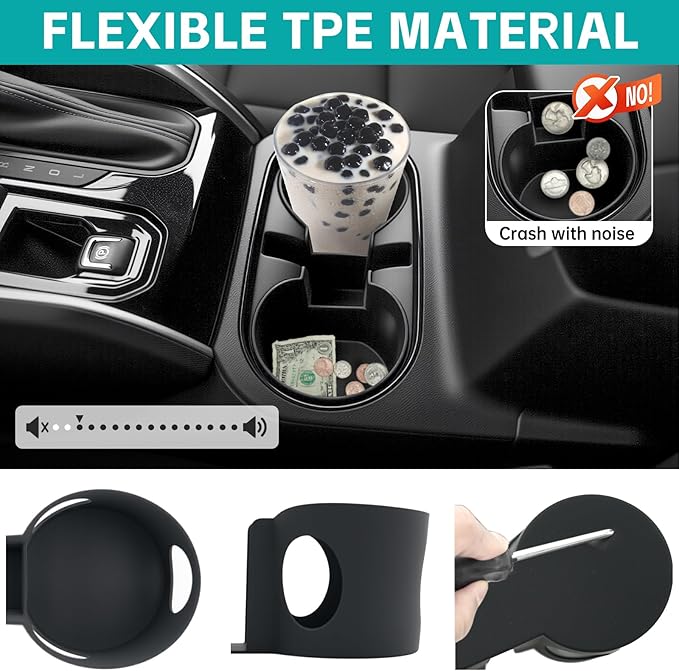 Cup Holder Organizer Compatible with 2023-2025 Chevy Colorado/GMC Canyon Accessories, Noise-Free Water & Dust Proof Insert Console Drink Holder Protector for 23-25 Chevrolet Colorado